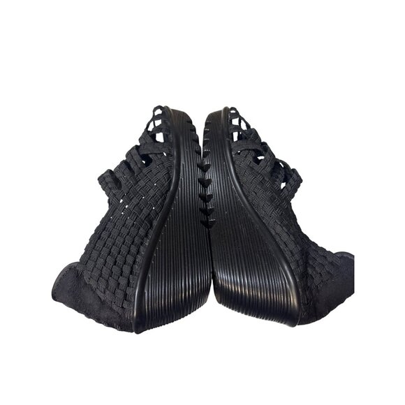 Bernie Mev Womens 7  Black Woven Elastic Peep Toe Platform Shoes - Picture 7 of 7